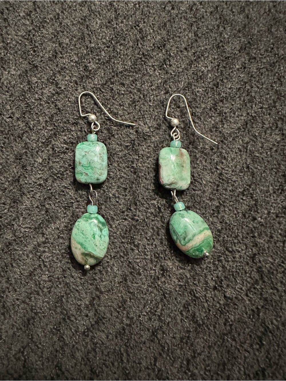 Handcrafted Green Stone Dangle Earrings - Artisan Women Jewelry